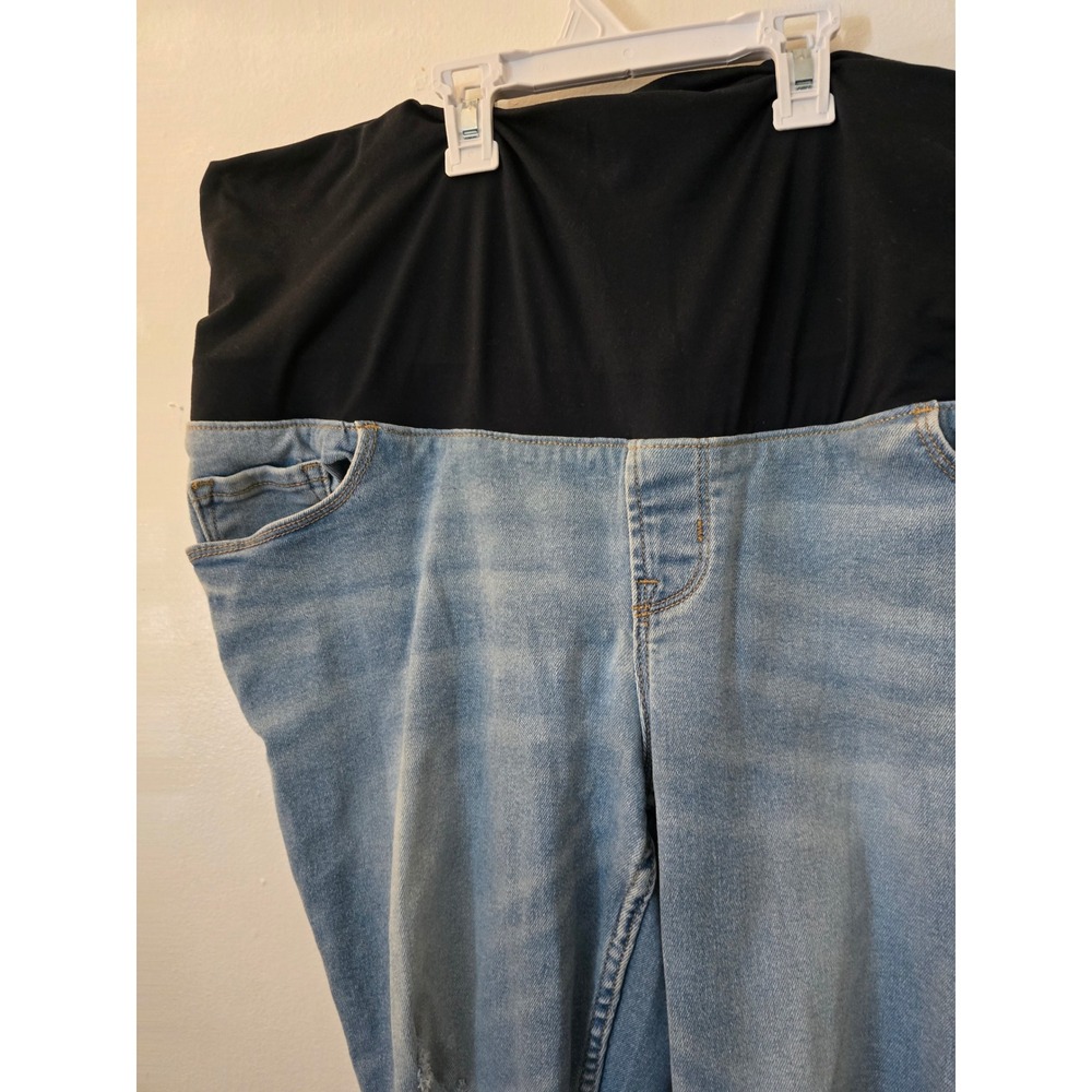 Old Navy Maternity Skinny Jeans Light Wash Distressed Rollover Panel Size 16 - Picture 6 of 8